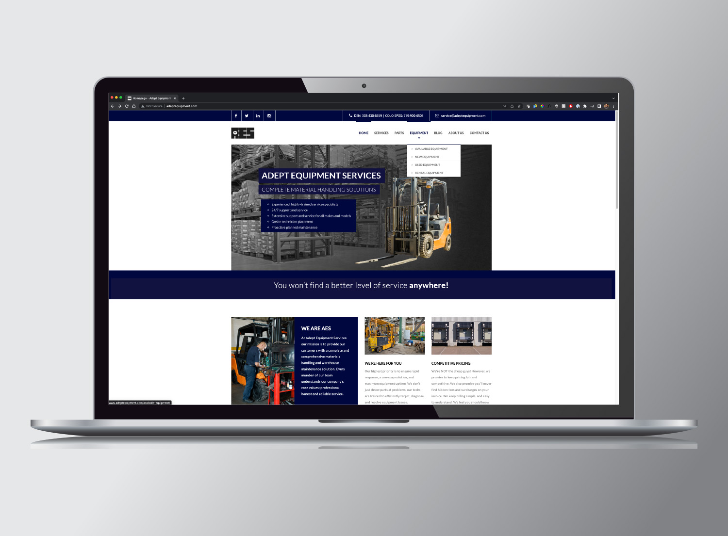 Adept Equipment Services Website